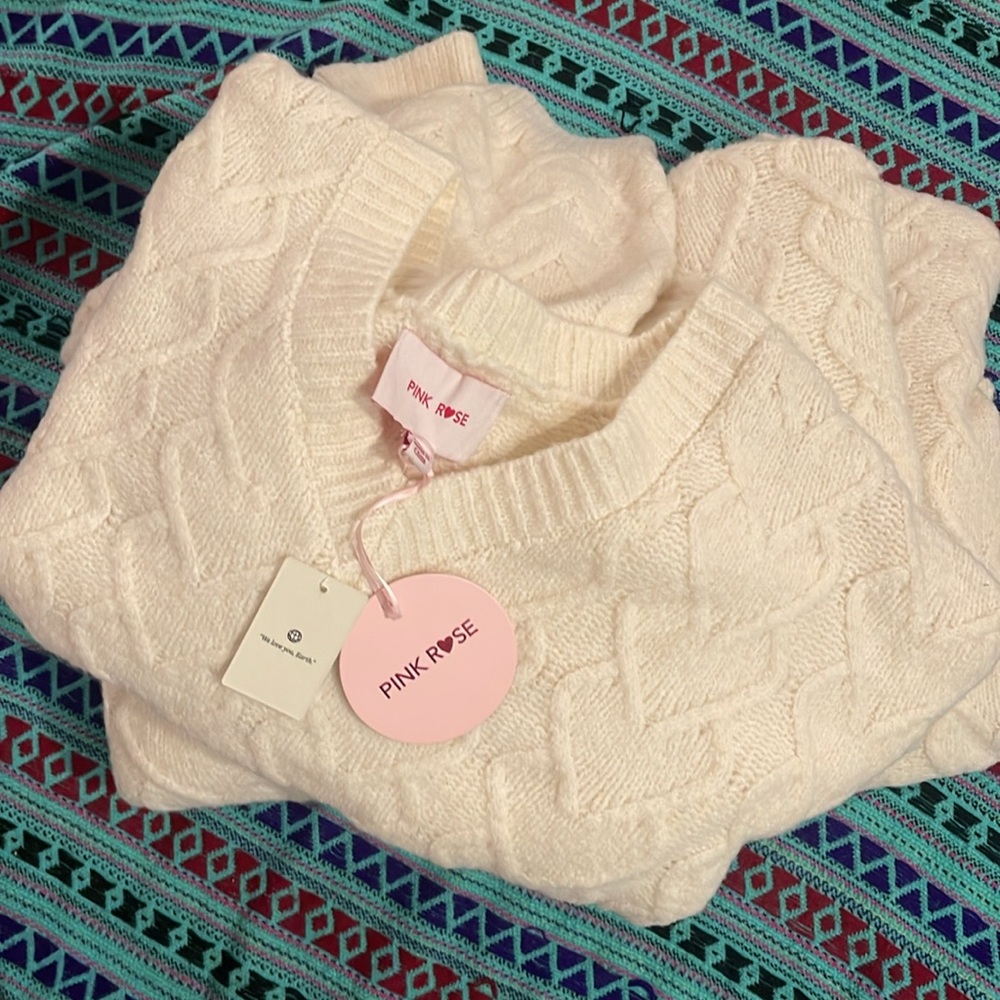 BNWT 💌 Pink Rose Only Hearts Pullover in XL she’s OVERSIZED 💘💘💘